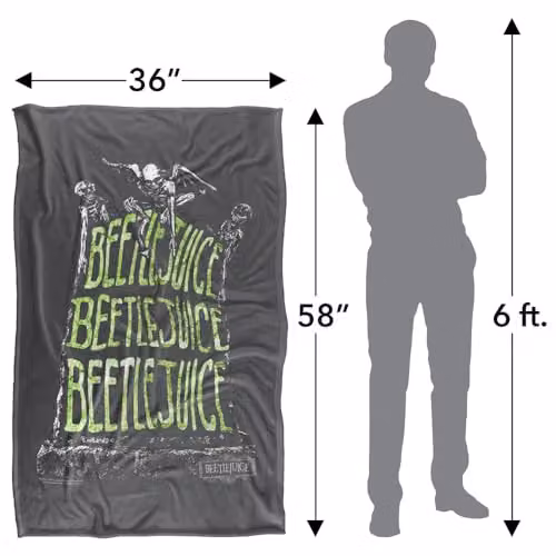 LOGOVISION Beetlejuice Headstone Name Super Soft Polyester Fleece Throw Blanket, Multicolour, W: 91.44 cm x D: 91.44 cm x H: 91.44 cm – 4