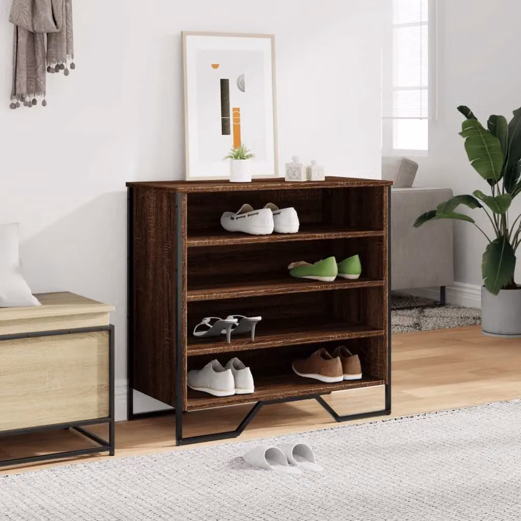 Berkfield Home Brown Oak Shoe Cabinet, W/D/H: 80 x 38 x 78 cm – 2