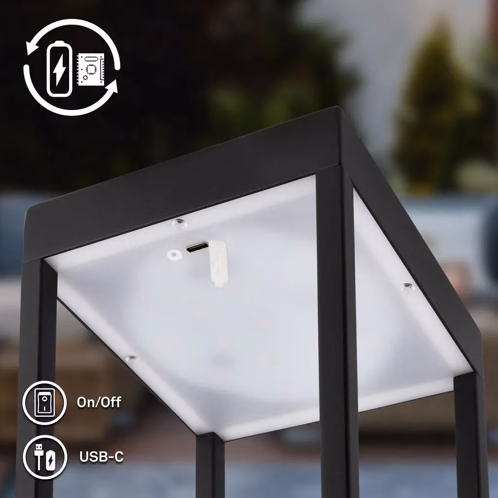 Briloner Black Rechargeable LED Table Lamp with Dimmable Touch Control and Warm White Light – 3