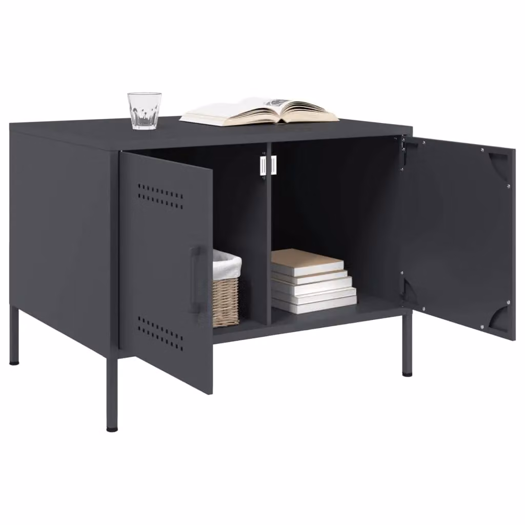 Berkfield Home Anthracite and White Industrial Metal Coffee Table W/D/H: 68 x 50 x 50.5 cm – 3