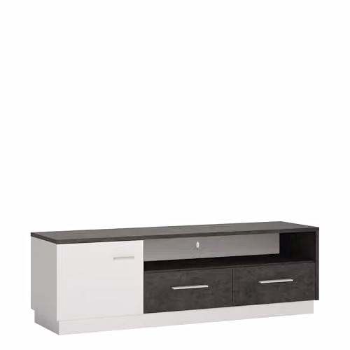 Furniture To Go Zingaro Modern Wide TV Cabinet with 1 Door and 2 Drawers in Grey and White