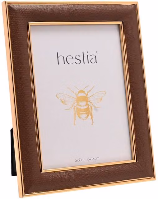 Hestia Gold and Brown Rectangular Single Tabletop Photo Frame, W: 13 cm, H: 18 cm – 1