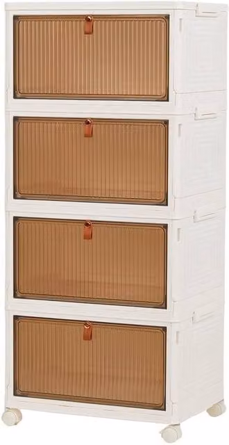 NESTLUNE 4 Tier Foldable Wardrobe Storage Organiser in White and Transparent, W/D/H: 15 x 15 x 15 cm – 1