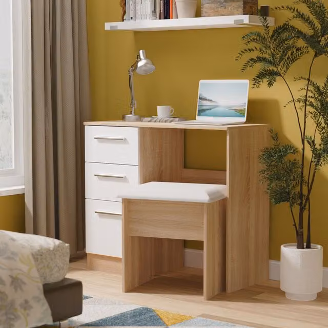Ready Assembled 2 U Trent 3 Drawer Vanity in White and Multicolour – 1