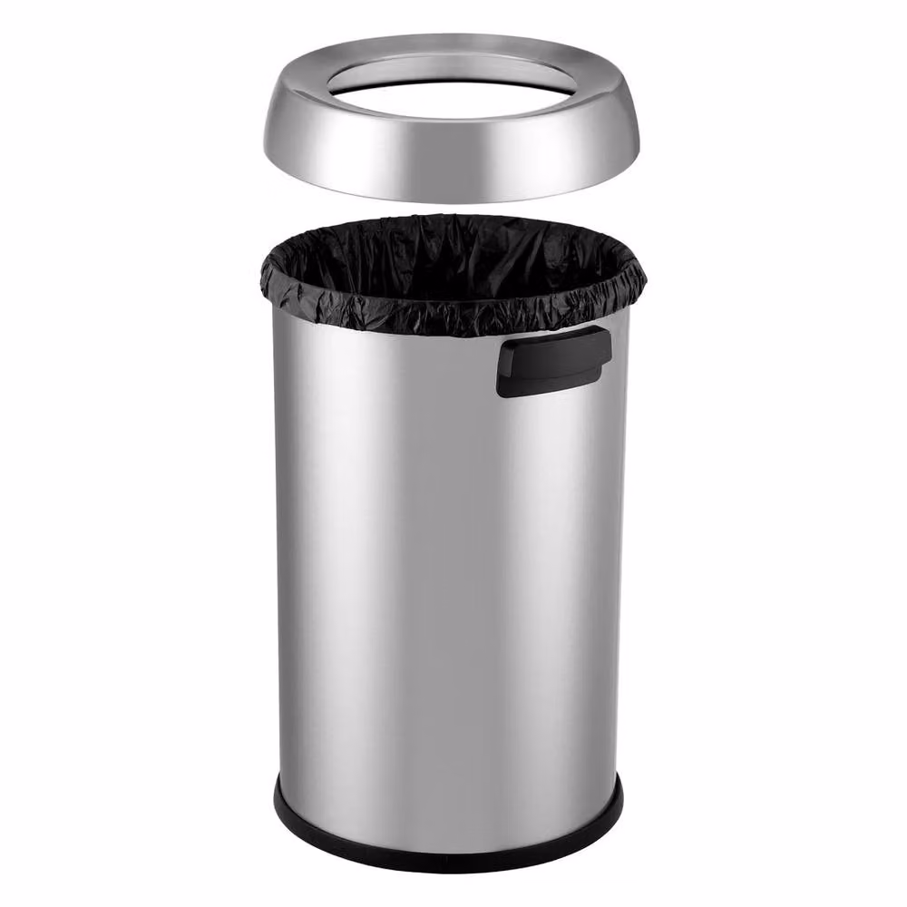 VOGREX 17 Gallon Oval Stainless Steel Kitchen Waste Bin with Flip Lid in Silver – 4