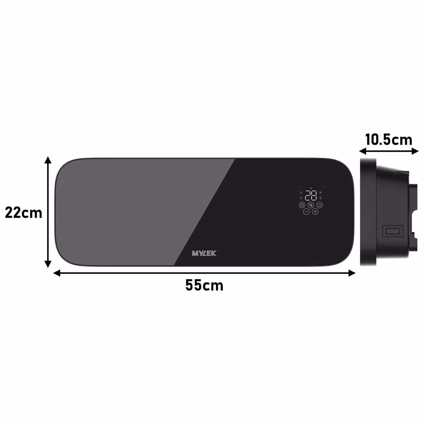 MYLEK Glass Overdoor Air Curtain Heater Fan, 2kW Ceramic PTC with Wifi App Control and Timer, Black – 4