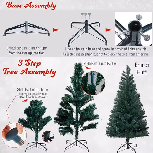 Deco Express Realistic Artificial Green Christmas Tree, H: 120 cm, W: 25.4 cm, D: 25.4 cm – 4