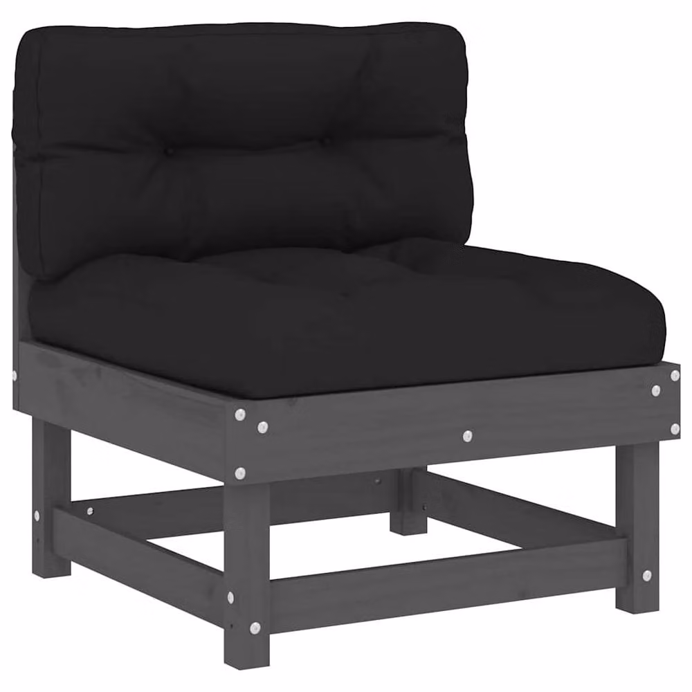 Berkfield Home Middle 2-Piece Sofa Set in Grey Fabric with Solid Pine Wood Frame and Scatter Cushions – 3