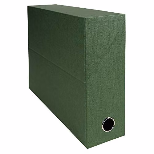 Exacompta Transfer Box A4 Linen-Effect Paper Document Box, Green, Spine Width: 90 mm