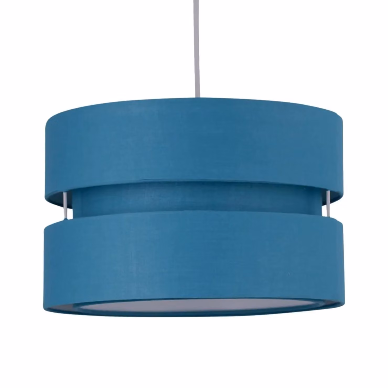 First Choice Lighting Pair of Teal Layered Easy Fit Fabric Light Shades – 2