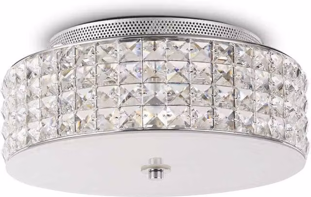 Ideal Lux Roma 4 Light Flush Ceiling Light in Chrome and Grey Crystal Glass