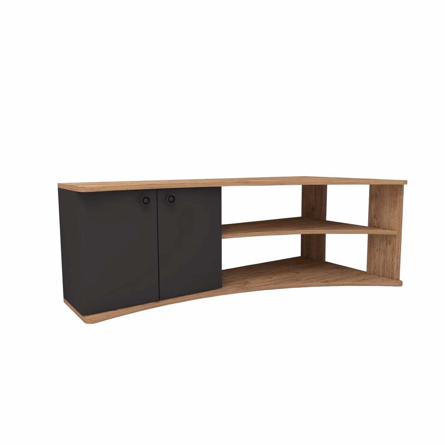 Destina Home Termera Reversible Corner TV Stand with Storage for TVs up to 60 inches in Anthracite and Beige – 2