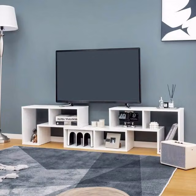 KORVIXA Minimalist White TV Stand for TVs up to 65 Inches, W/D/H: 100 x 100 x 100 cm