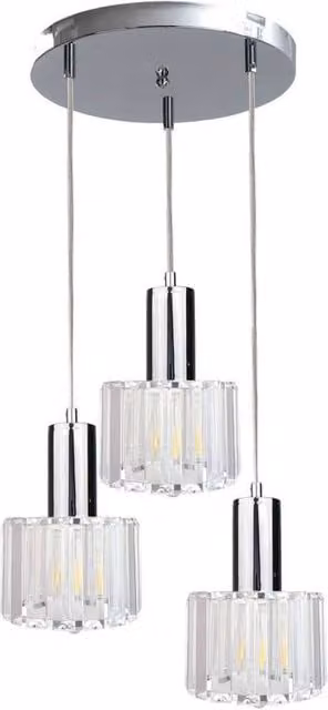 Netlighting Deco Cluster Pendant Ceiling Light in Silver with 3x E27 Glass Bulbs, Diameter: 30 cm