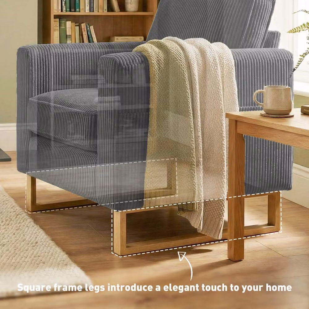 STILVORA Modern Grey Striped Tub Armchair with Pocket Spring and Metal Legs – 4