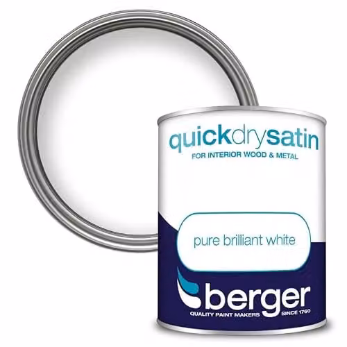 Berger Quick Dry Satin Paint in Brilliant White, 0.75 l – 2