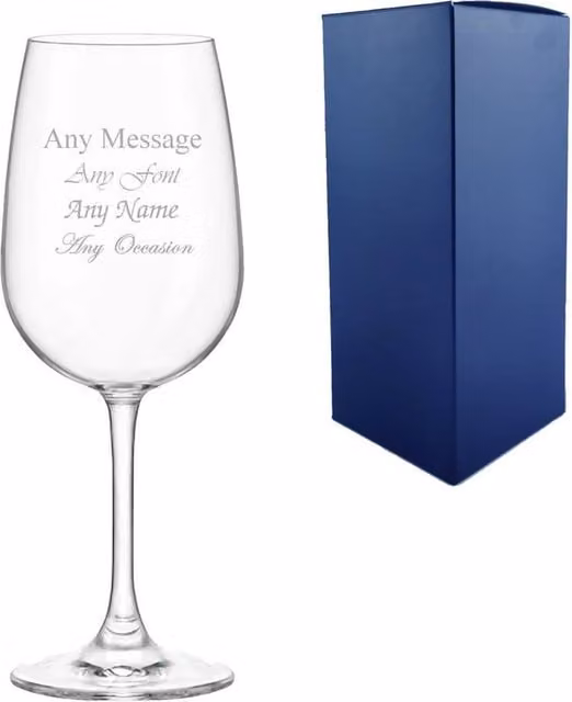 Uniqueful Personalised Engraved Nadia Wine Glass, 545ml, Clear