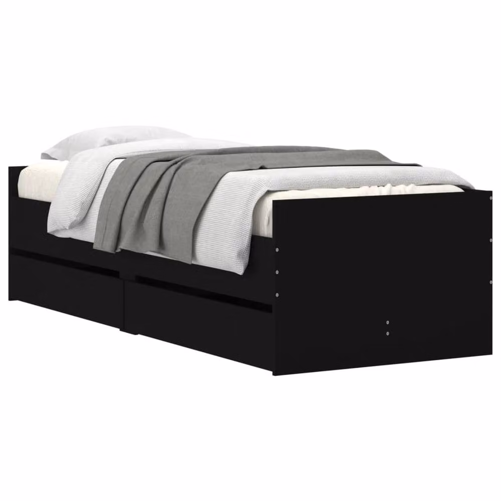 Berkfield Home Single Bed Frame with Drawers, Black, W/D/H: 90 x 190 cm – 3