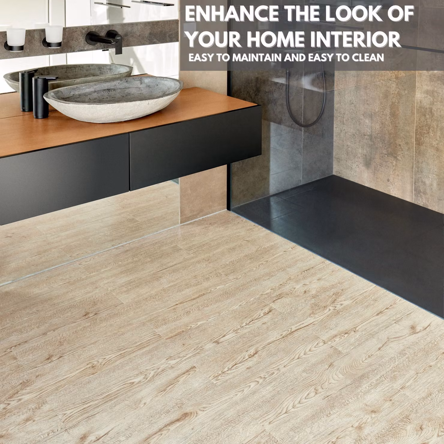 Novecrafto Self Adhesive Wood Look Vinyl Floor Planks, 36 Pack, Brown and Beige, W: 91.4 cm, D: 15.2 cm – 3