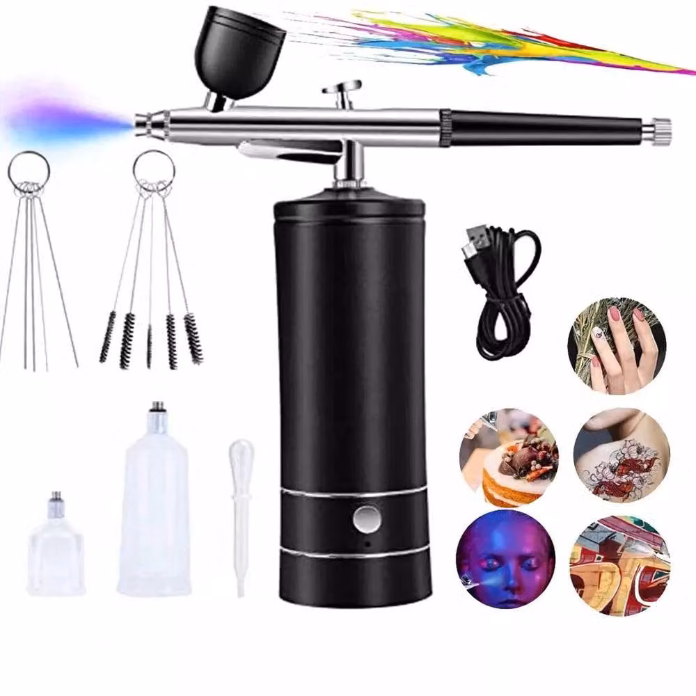 FLAVORA Cordless Rechargeable Electric Handheld Airbrush Kit with Compressor in Black – 2