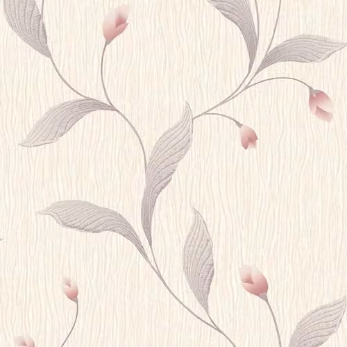 Belgravia Decor Tiffany Floral Trail Embossed Textured Heavyweight Vinyl Wallpaper in Pink and Silver