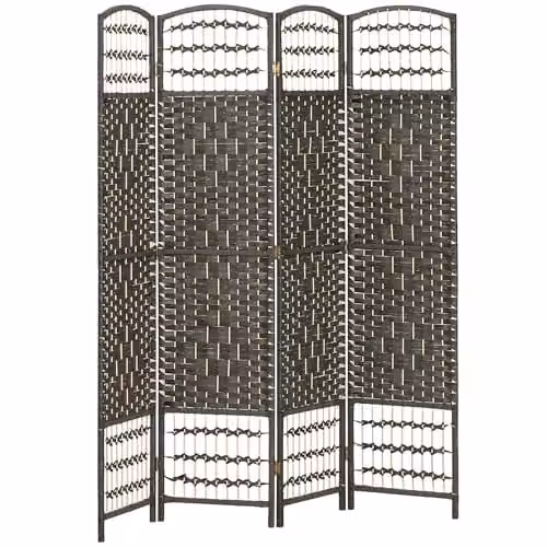 HOMCOM 4 Panel Folding Room Divider Privacy Screen in Dark Grey, W/H: 160 x 170 cm