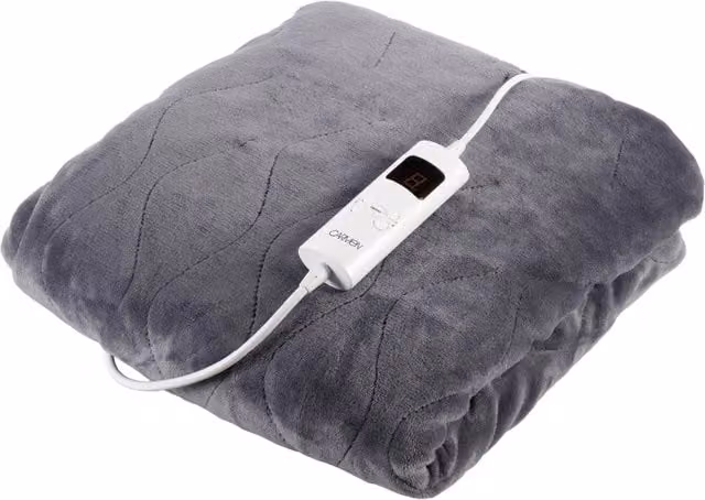 Carmen Grey Fleece Electric Over Blanket with Rapid Heat Up and Timer