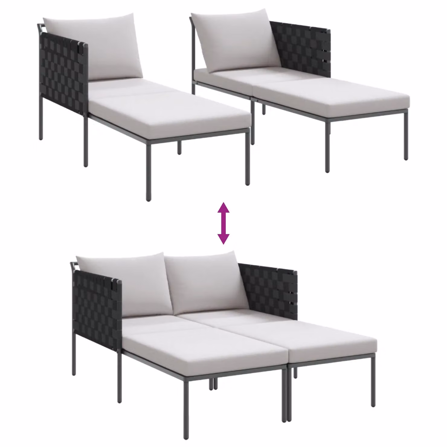 Berkfield Home 2-Person Sunbed with Weatherproof Cushions, Anthracite Grey, W/D/H: 150 x 115 x 69.5 cm – 5