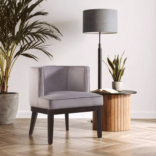 Interiors by Premier Modern Grey Velvet Tub Chair with Armrests