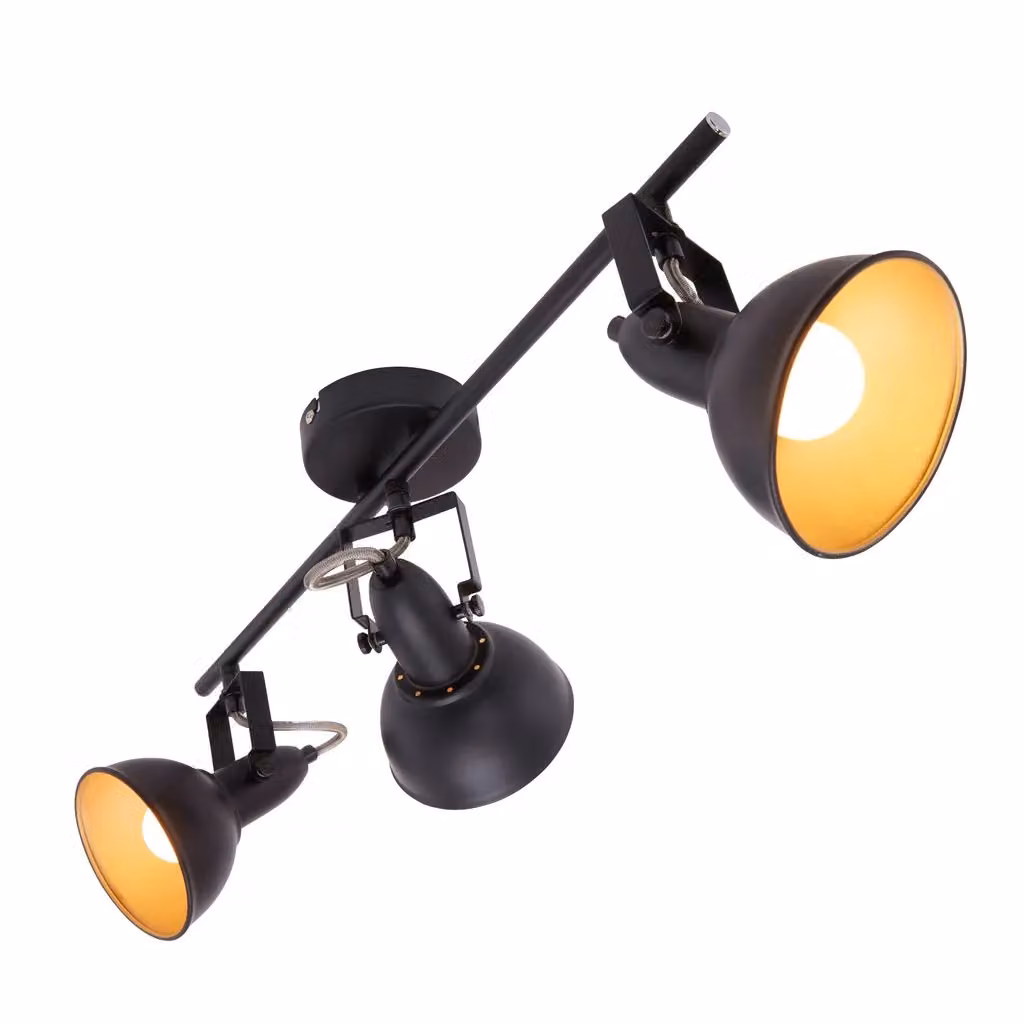 Briloner Vintage Metal Ceiling Light in Black and Gold/Brass with 3 Adjustable E14 Spotlights – 5