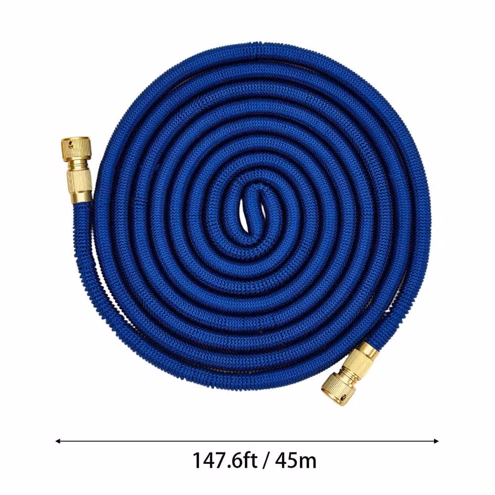 Living and Home Expandable Garden Hose with Solid Brass Fittings in Blue, Size XL – 6