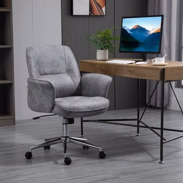 Vinsetto Grey Microfibre Swivel Executive Office Chair for Adults