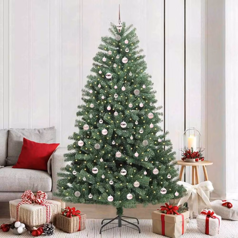 Berkfield Home Realistic Artificial Hinged Christmas Tree in Green, H 210 cm – 2