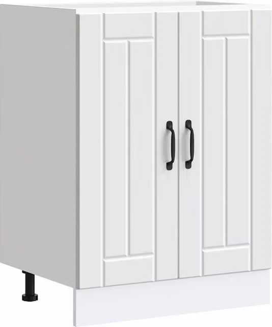 Berkfield Home Lucca White Freestanding Sink Base Cabinet with Hinged Doors and Internal Shelves