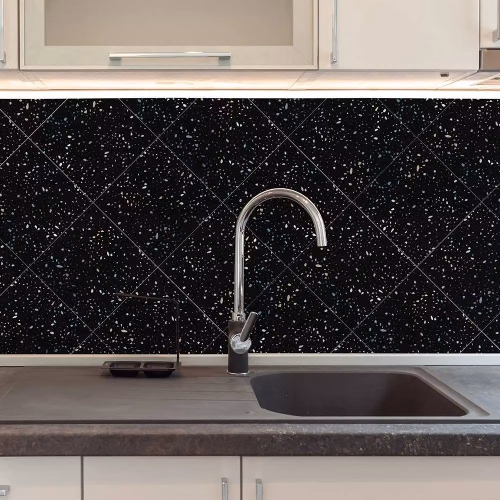 PAWNORA 72 Unit Black Terrazzo Holographic Tile Stickers – 4
