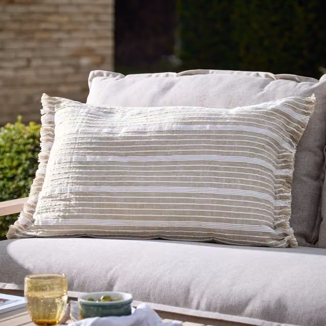 Make It A Home Tide Textured Stripe Outdoor Cushion in Beige and Yellow