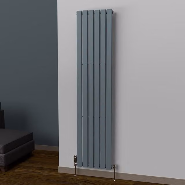 Lux Heat Flat Coloured Vertical Radiator in Grey, H 180 cm x W 42 cm