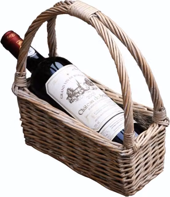 Red Hamper PR001/HOME Brown Wicker Provence Willow Wine Carrying Cradle