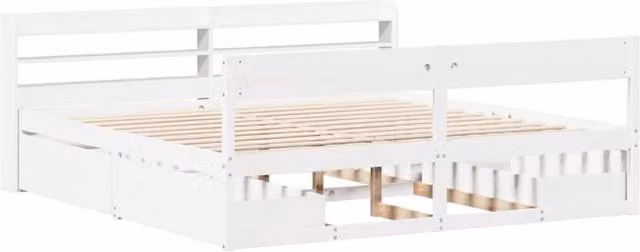 Berkfield Home Solid Wood Pine Full Bed Frame in White, 200 x 200 cm