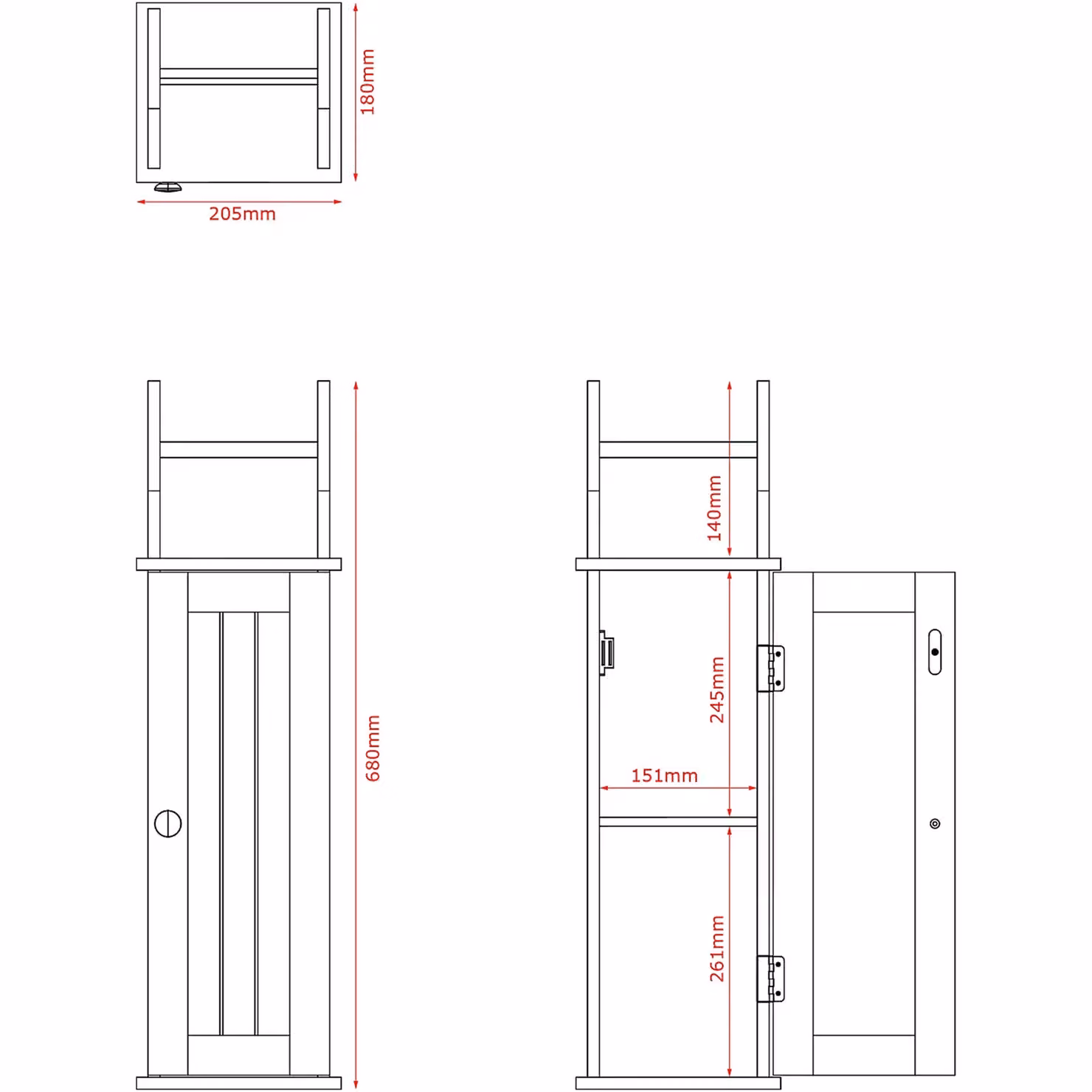 Bath Vida Freestanding Toilet Roll Holder and Cupboard Bathroom Storage, Grey, H 68 x W 21 x D 18 cm – 2