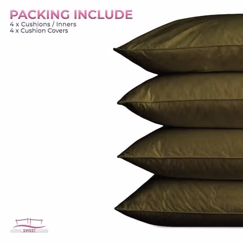 Snug City Waterproof Outdoor Garden Patio Cushion Set, Pack of 4 Square Polyester Covers and Inner Cushions, Brown, W/D/H: 45 x 45 x 45 cm – 7