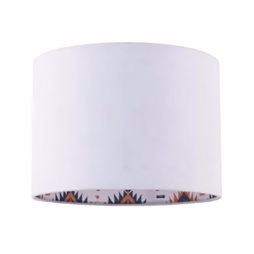 Happy Homewares Western Cactus Themed White Linen Cylinder Lamp Shade with Blue and Orange Vibrant Inner Print, W/D/H: 18 x 18 x 25 cm – 1