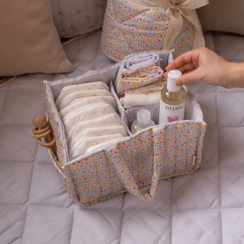 Avery Row Nappy Caddy in Wildflower Garden Multicolour Cotton – 2