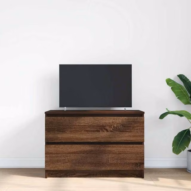 Berkfield Home Brown Oak TV Cabinet, W/D/H: 80 x 35 x 54 cm