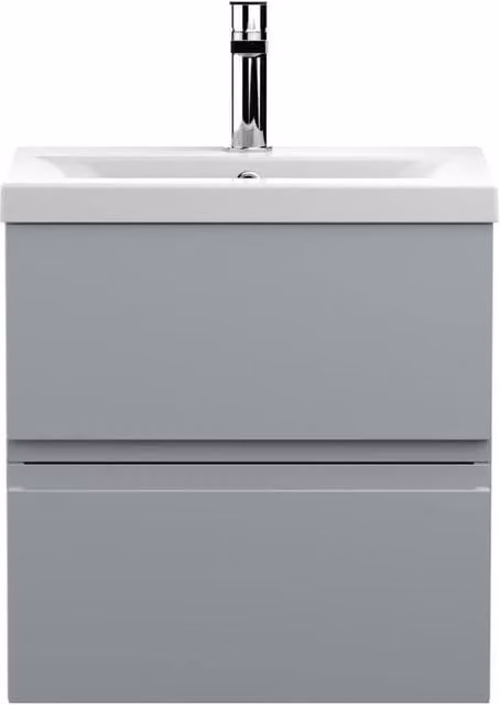 Balterley Mavesyn 2 Drawer Wall Hung Vanity Basin Unit, Satin Grey, Width: 50 cm – 1