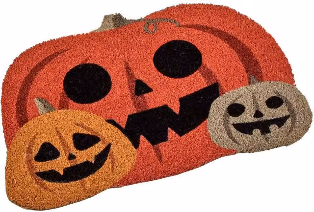 mysmartbuy Jack'O'Lanterns Halloween Door Mat, Orange Multicolour Coir and PVC, W: 45 cm, D: 70 cm