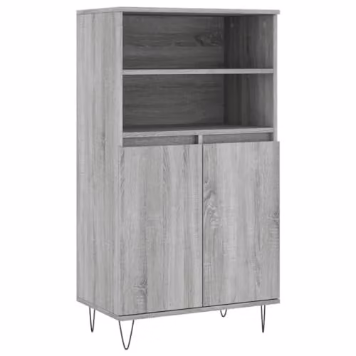 vidaXL Grey Sonoma Oak Highboard with Hinged Doors and Internal Shelves, W/D/H: 60 x 36 x 110 cm – 1