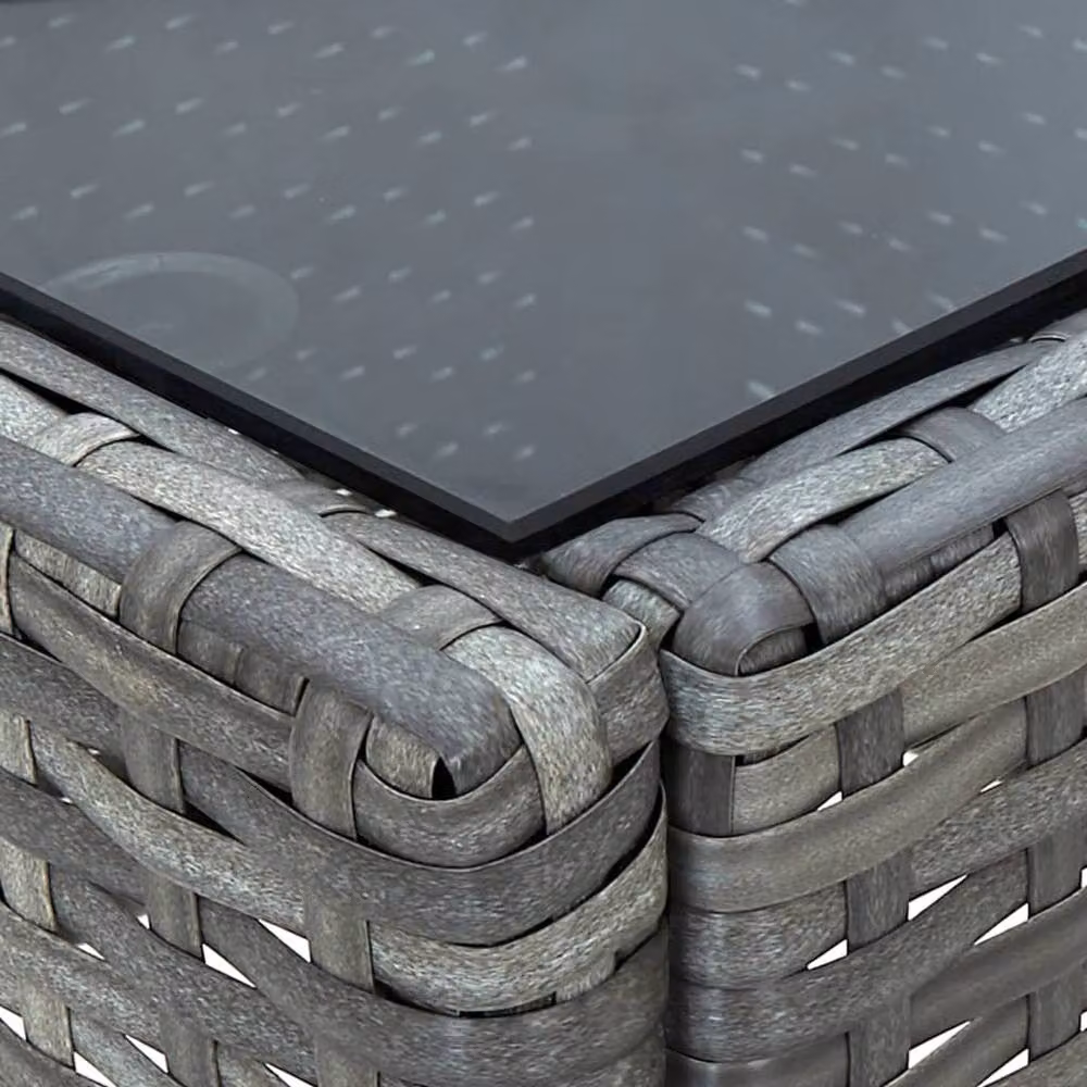 Berkfield Home Grey Poly Rattan Garden Table W: 75 cm, D: 40 cm, H: 37 cm – 2