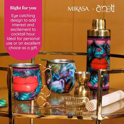 Mikasa Sarah Arnett Stainless Steel Moscow Mule Mug, 450ml, Flamingo Blue Multicolour – 3