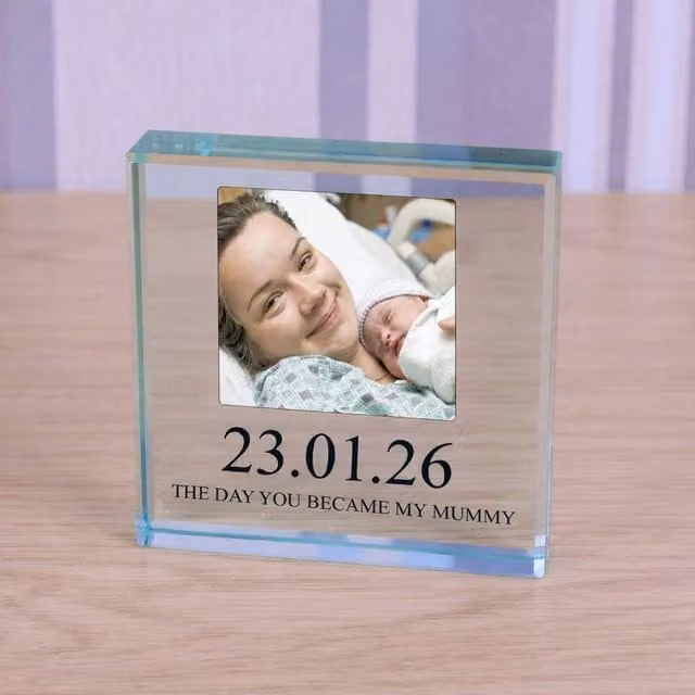 Uniqueful Personalised The Day You Became My Mummy Glass Token in Transparent and Beige